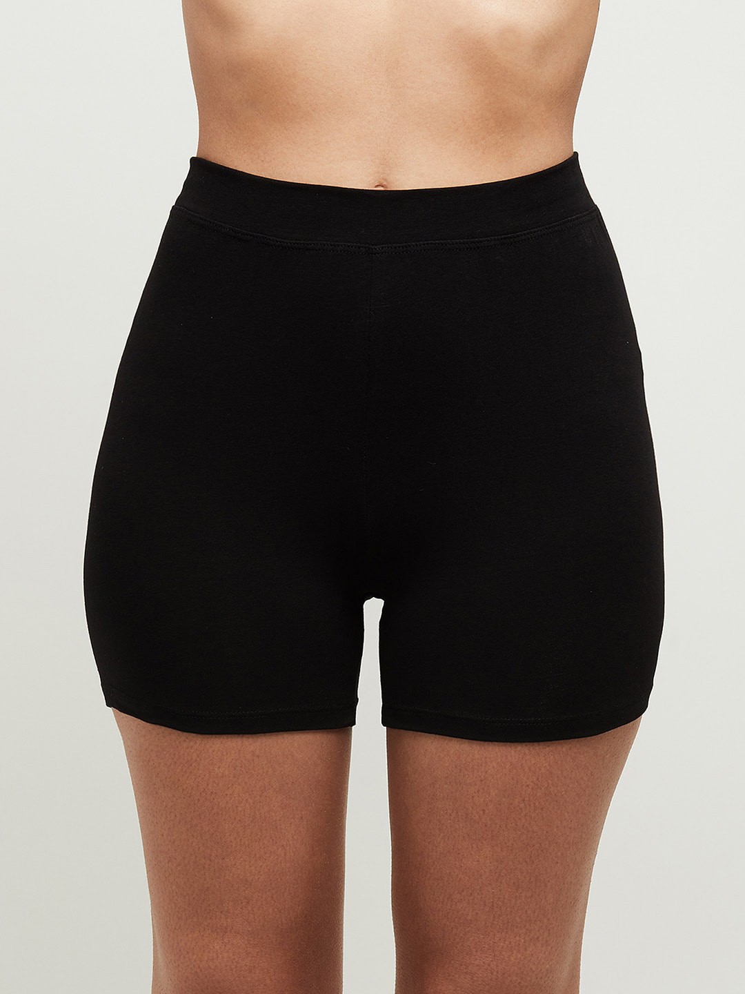 

max Women Black Solid High-Rise Boy Shorts PA21CBS01BLACK