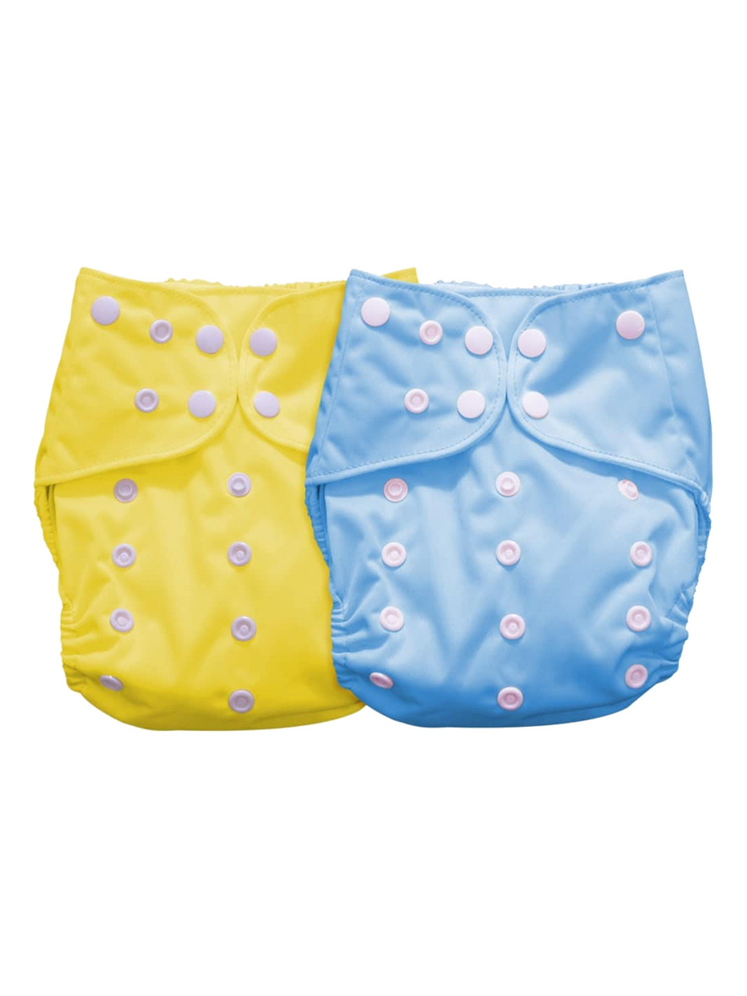 

Moms Home Set of 2 Baby Reusable Cotton Pocket Diapers With 2 Inserts, Yellow