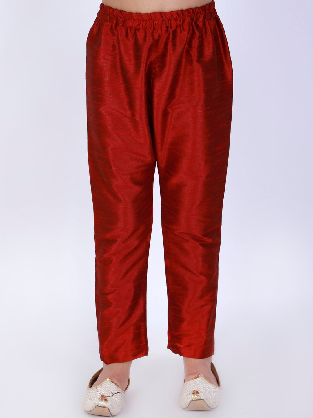 

VASTRAMAY Boys Maroon Solid Ethnic Silk Pyjamas