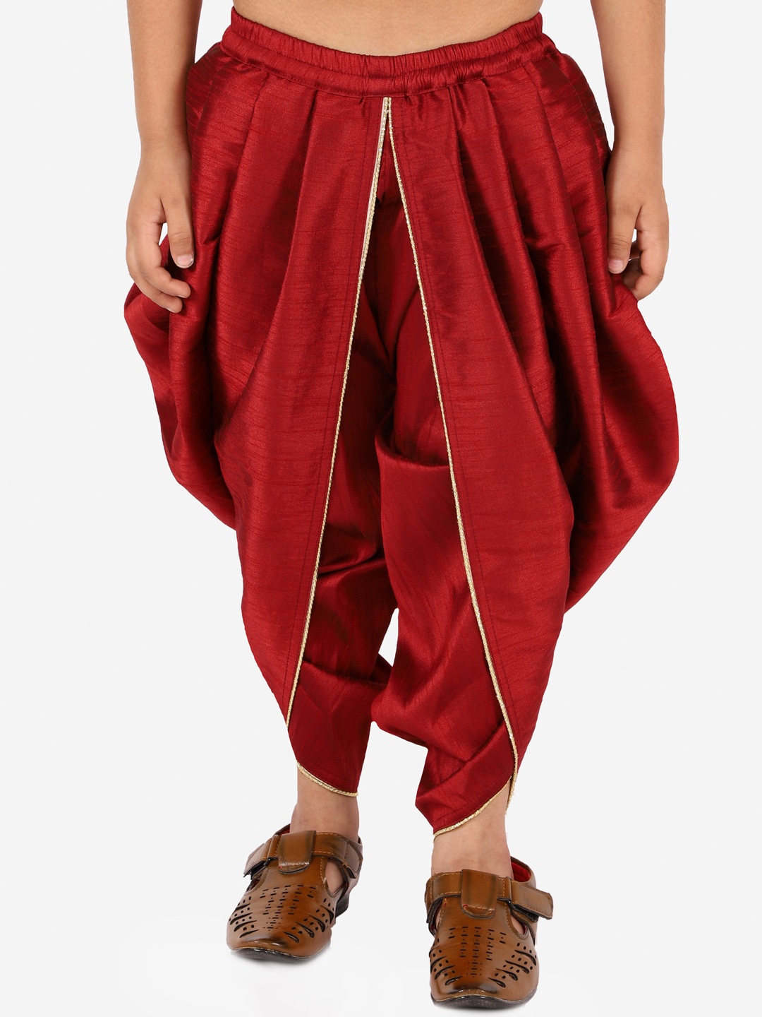 

VASTRAMAY Boys Maroon Solid Dhoti