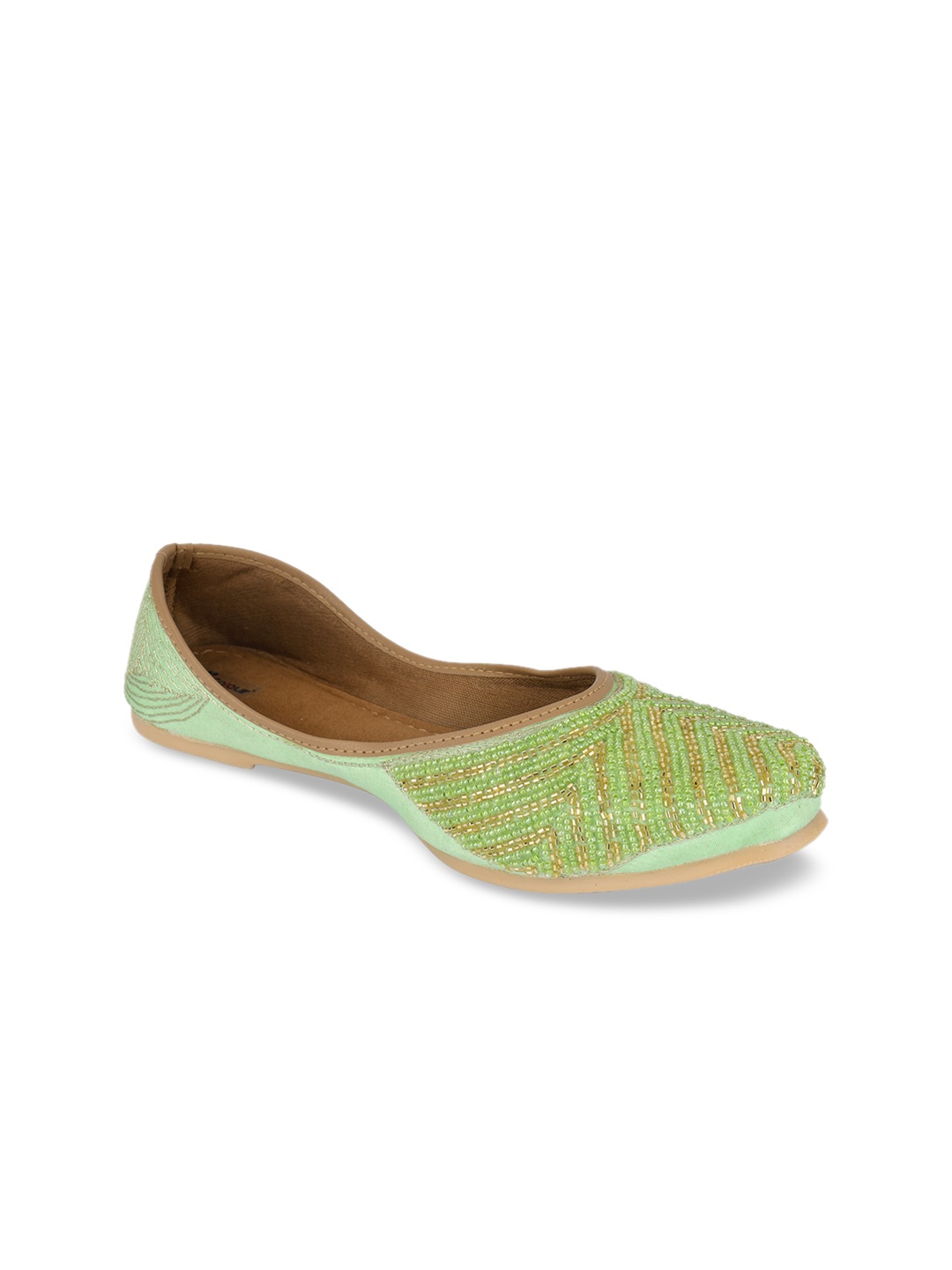 

DESI COLOUR Women Green Ethnic Mojaris Flats