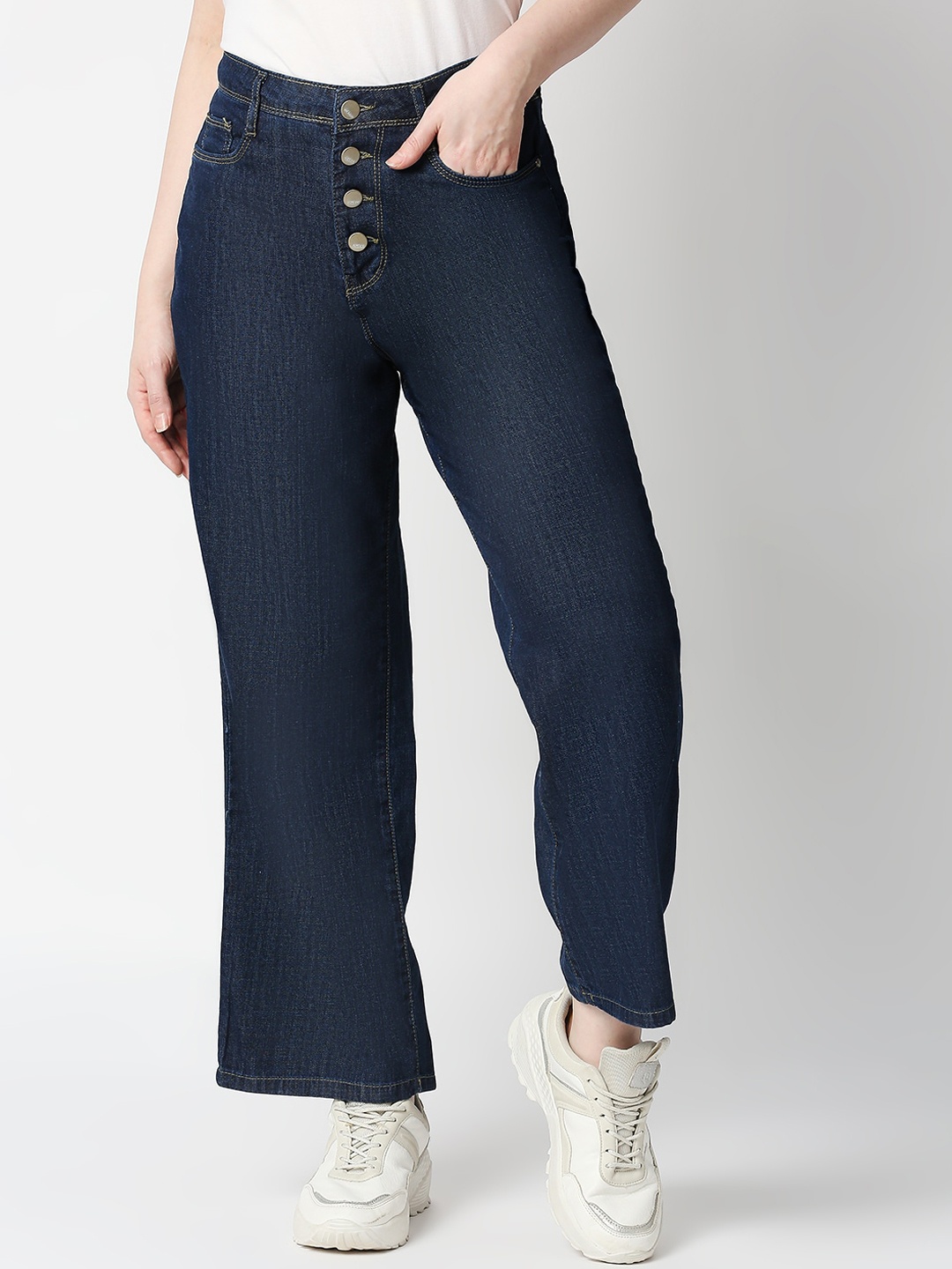 

Kraus Jeans Women Blue Wide Leg High-Rise Jeans