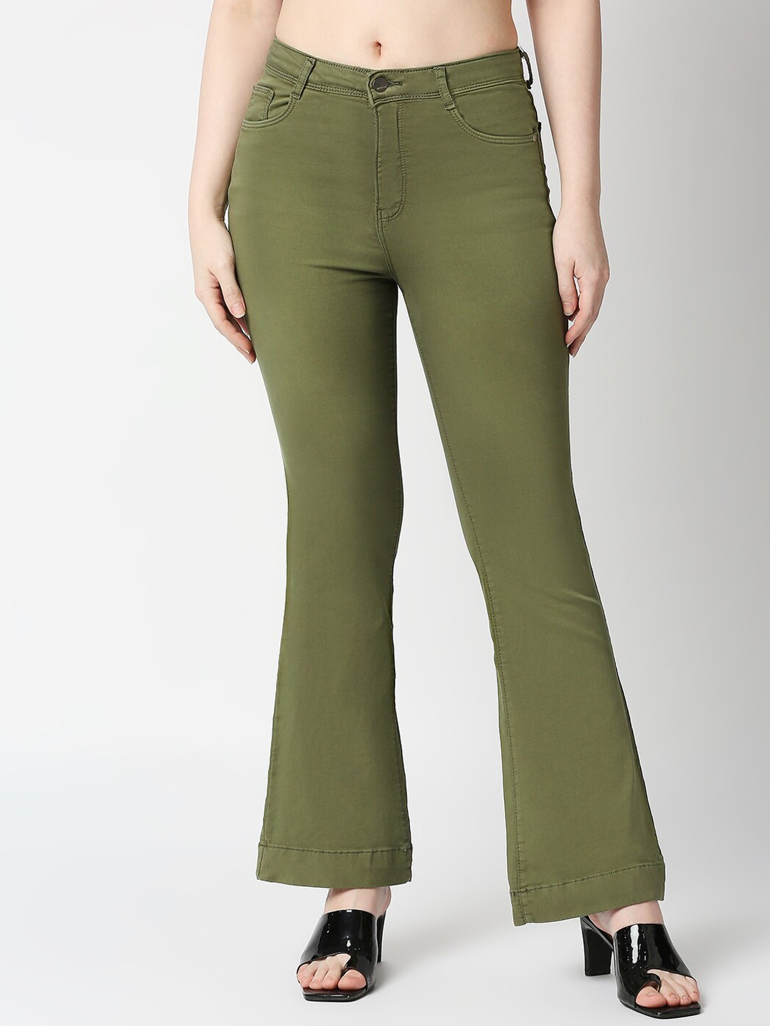 

Kraus Jeans Women Olive Green Skinny Fit High-Rise Jeans