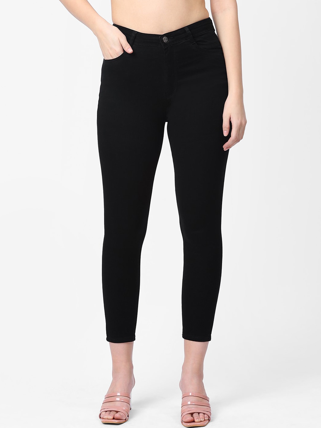 

Kraus Jeans Women Black Super Skinny Fit High-Rise Jeans