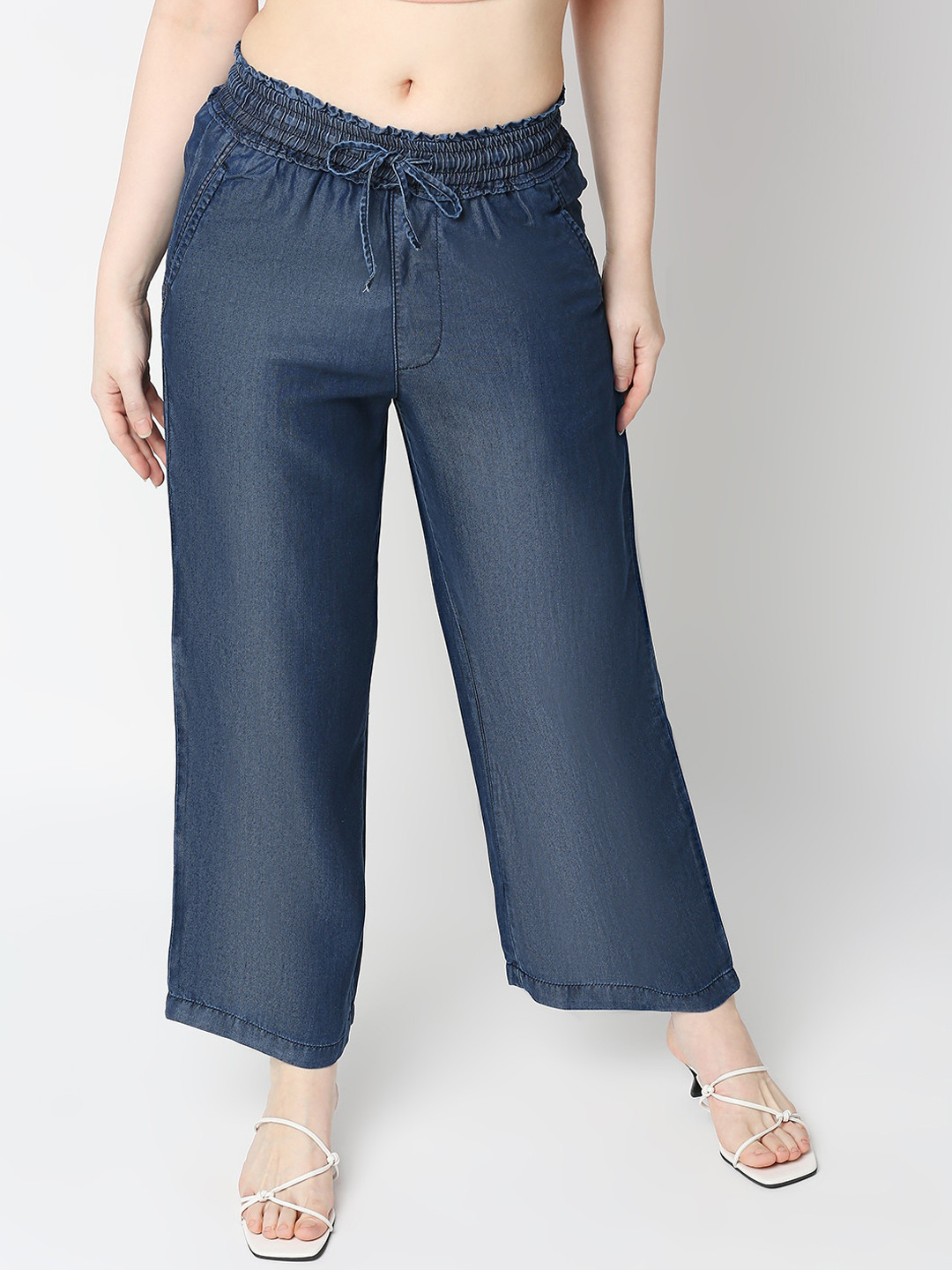 

Kraus Jeans Women Blue Comfort Loose Fit High-Rise Trousers