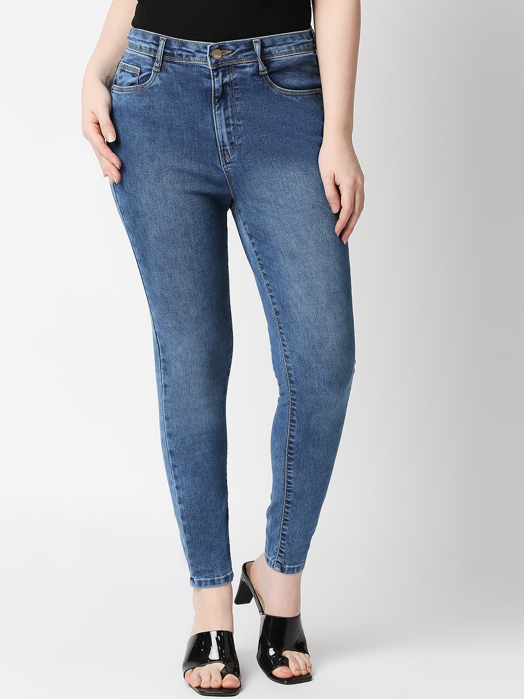 

Kraus Jeans Women Blue Super Skinny Fit High-Rise Light Fade Stretchable Jeans