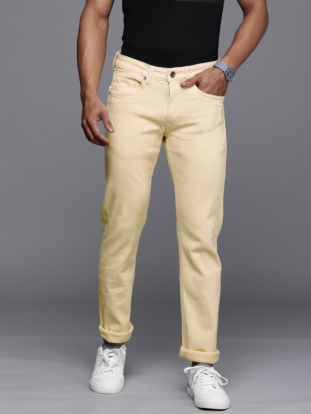 

Louis Philippe Jeans Men Beige Slim Fit Low-Rise Clean Look Jeans