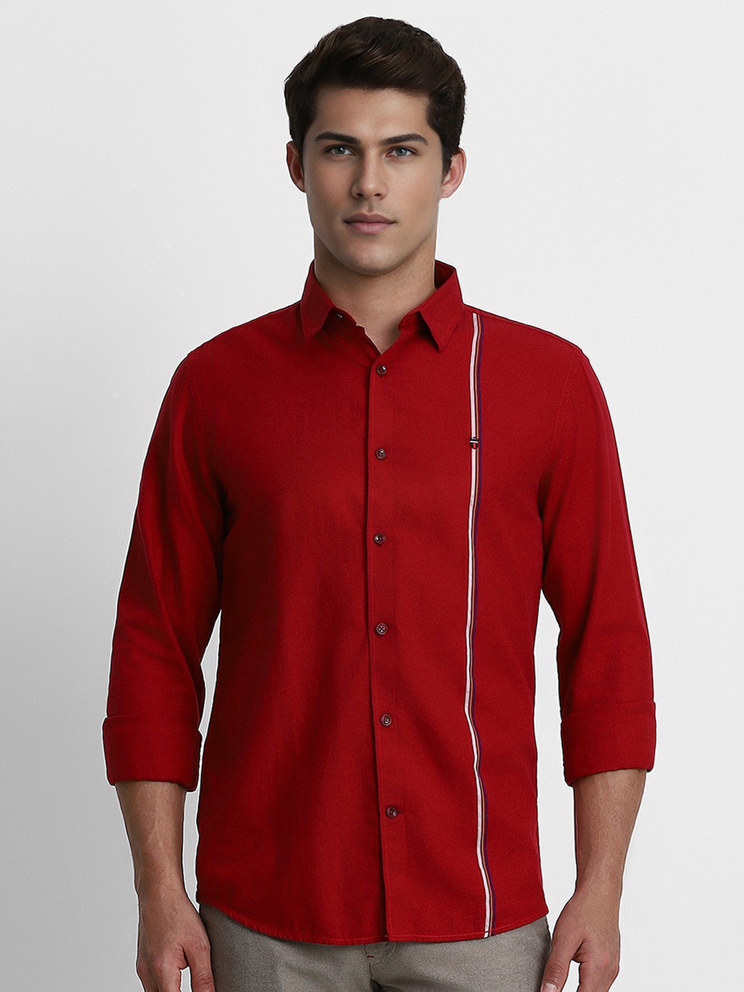 

Louis Philippe Sport Men Solid Super Slim Fit Pure Cotton Casual Shirt, Red