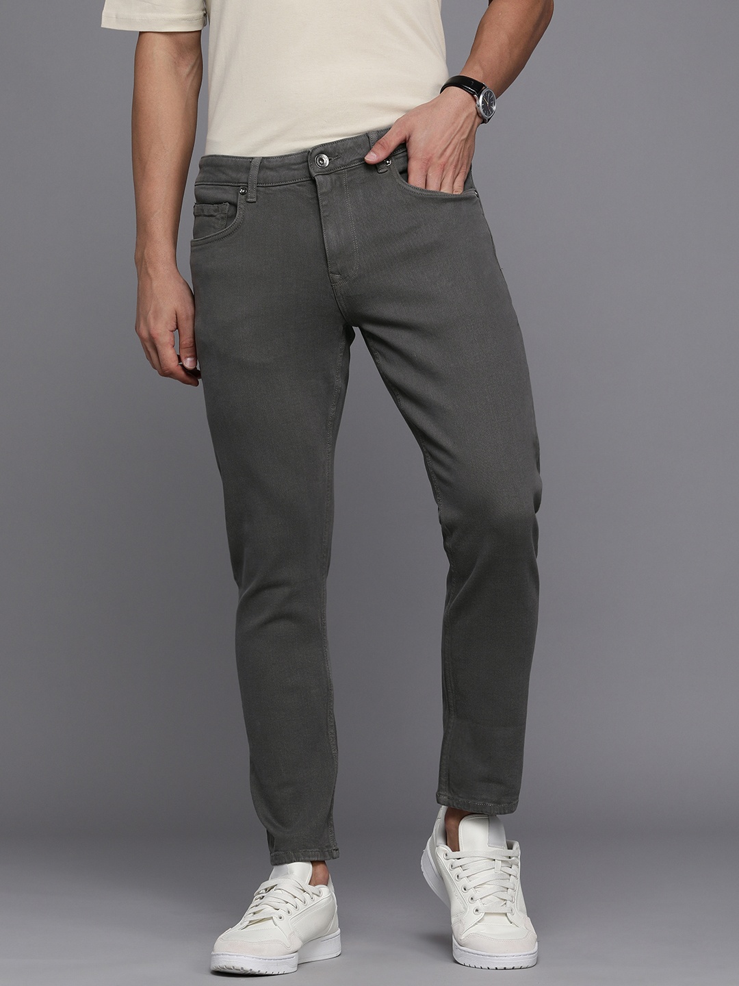 

Louis Philippe Jeans Men Grey Smart Skinny Fit Low-Rise Stretchable Jeans