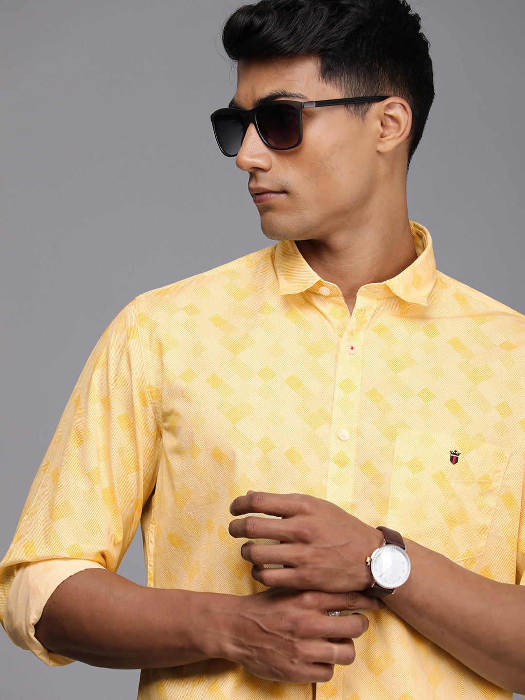 

Louis Philippe Sport Men Yellow Striped Pure Cotton Slim Fit Casual Shirt