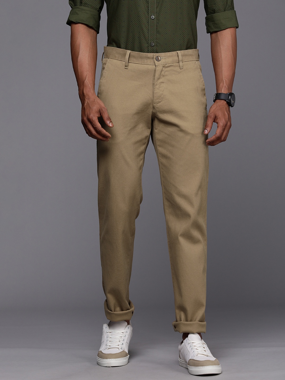 

Louis Philippe Sport Men Khaki Solid Slim Fit Trousers