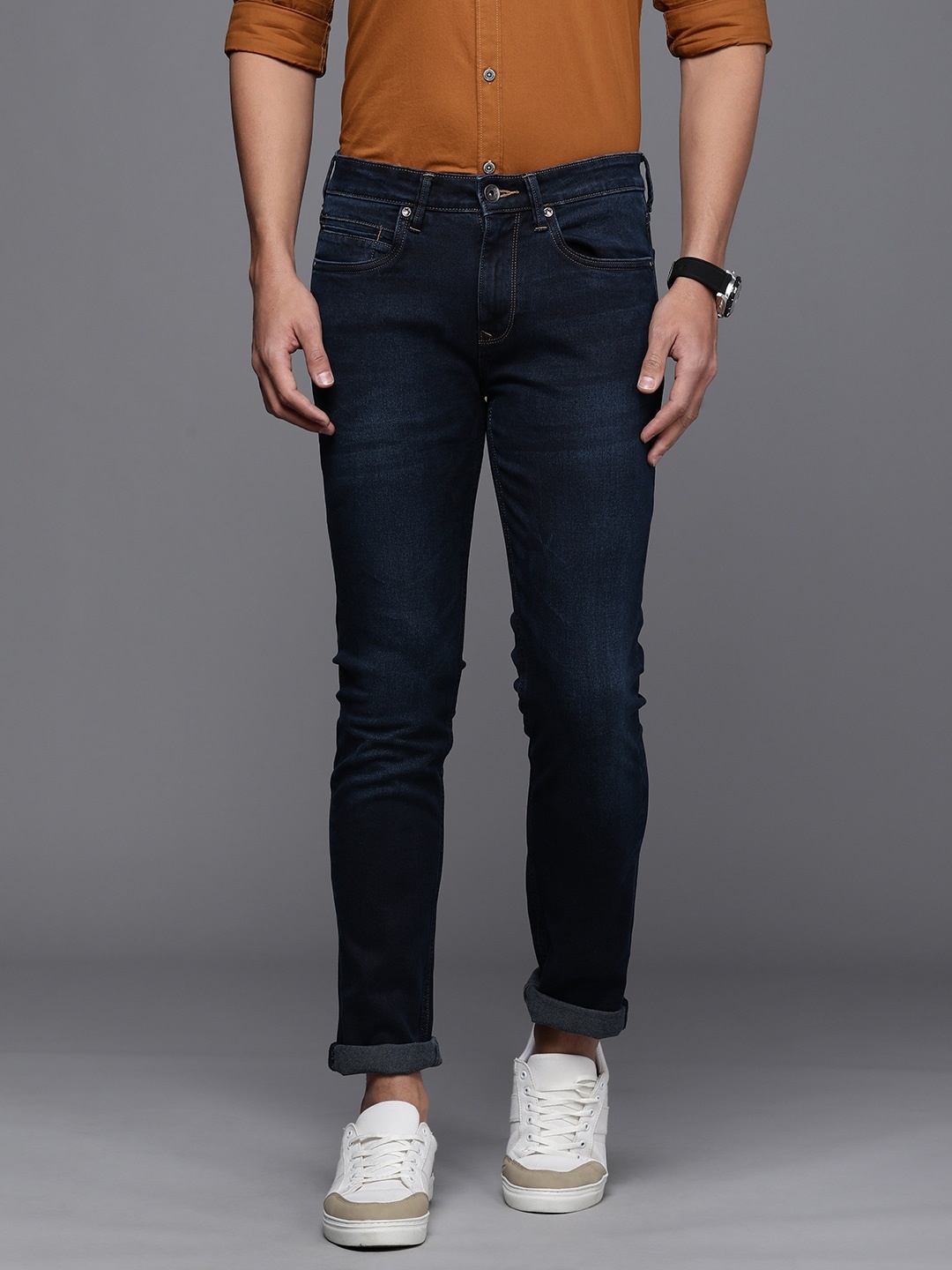 

Louis Philippe Jeans Men Navy Blue Slim Fit Low-Rise Stretchable Jeans