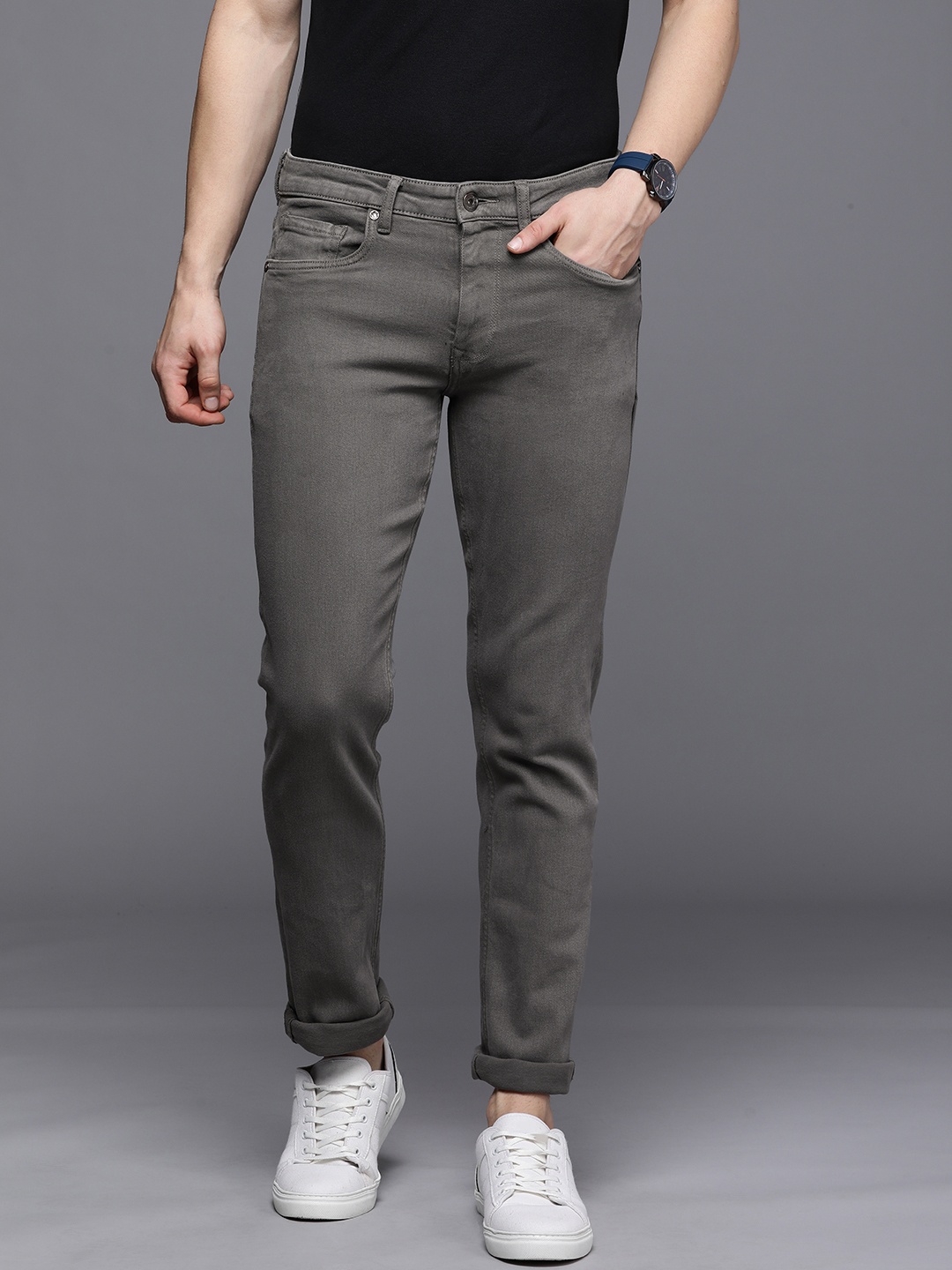 

Louis Philippe Jeans Men Grey Slim Fit Low-Rise Clean Look Jeans