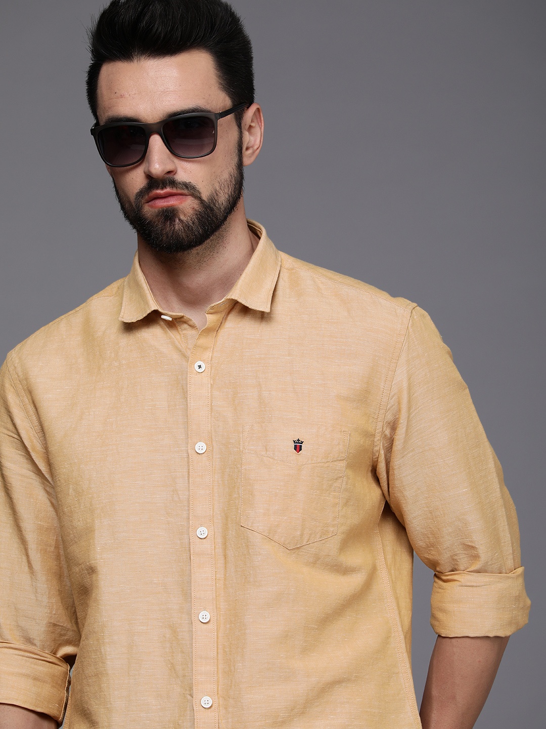 

Louis Philippe Sport Men Beige Solid Slim Fit Casual Shirt