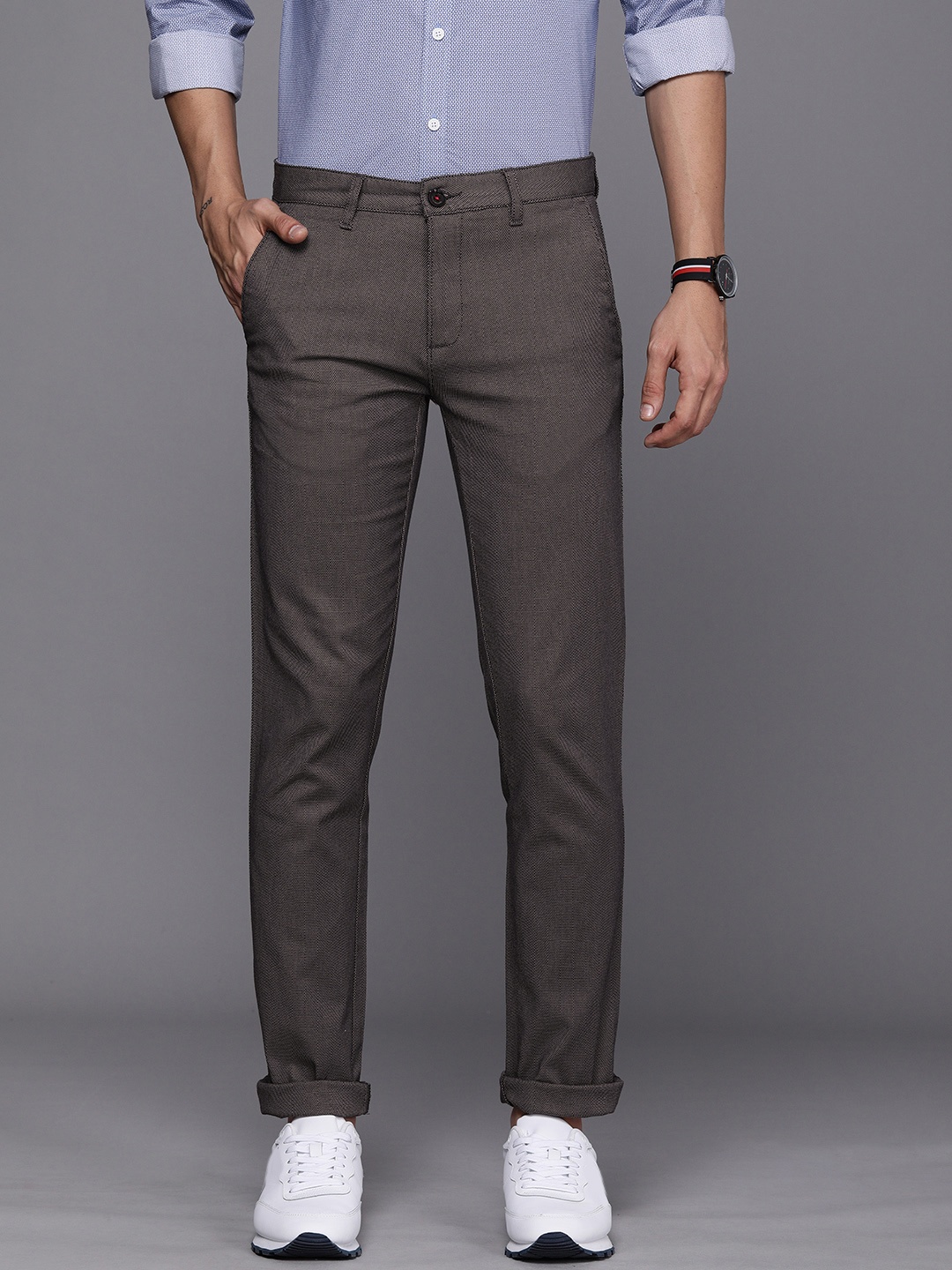 

Louis Philippe Sport Men Black Textured Slim Fit Trousers