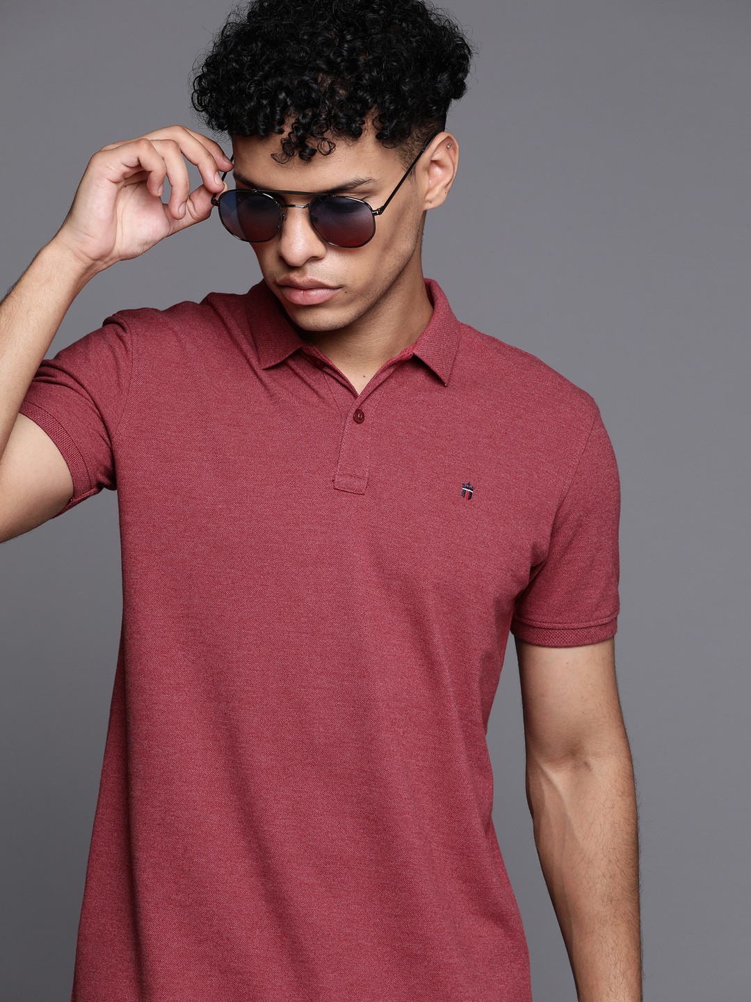 

Louis Philippe Sport Men Pink Polo Collar Slim Fit T-shirt