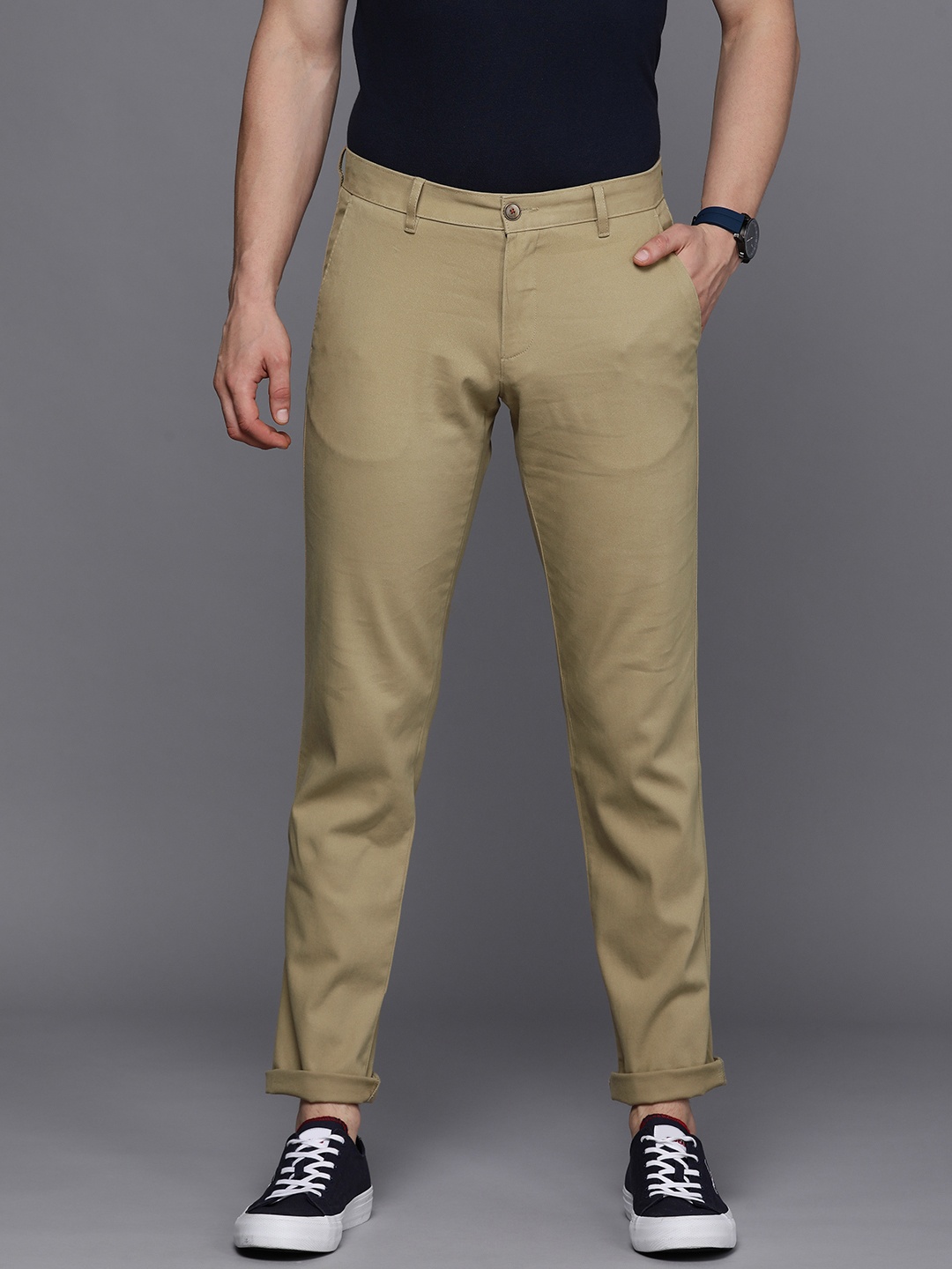

Louis Philippe Sport Men Khaki Mid Rise Slim Fit Trousers