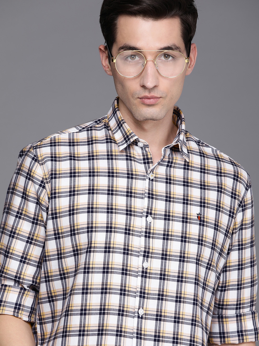 

Louis Philippe Sport Men Blue Slim Fit Checked Casual Pure Cotton Shirt
