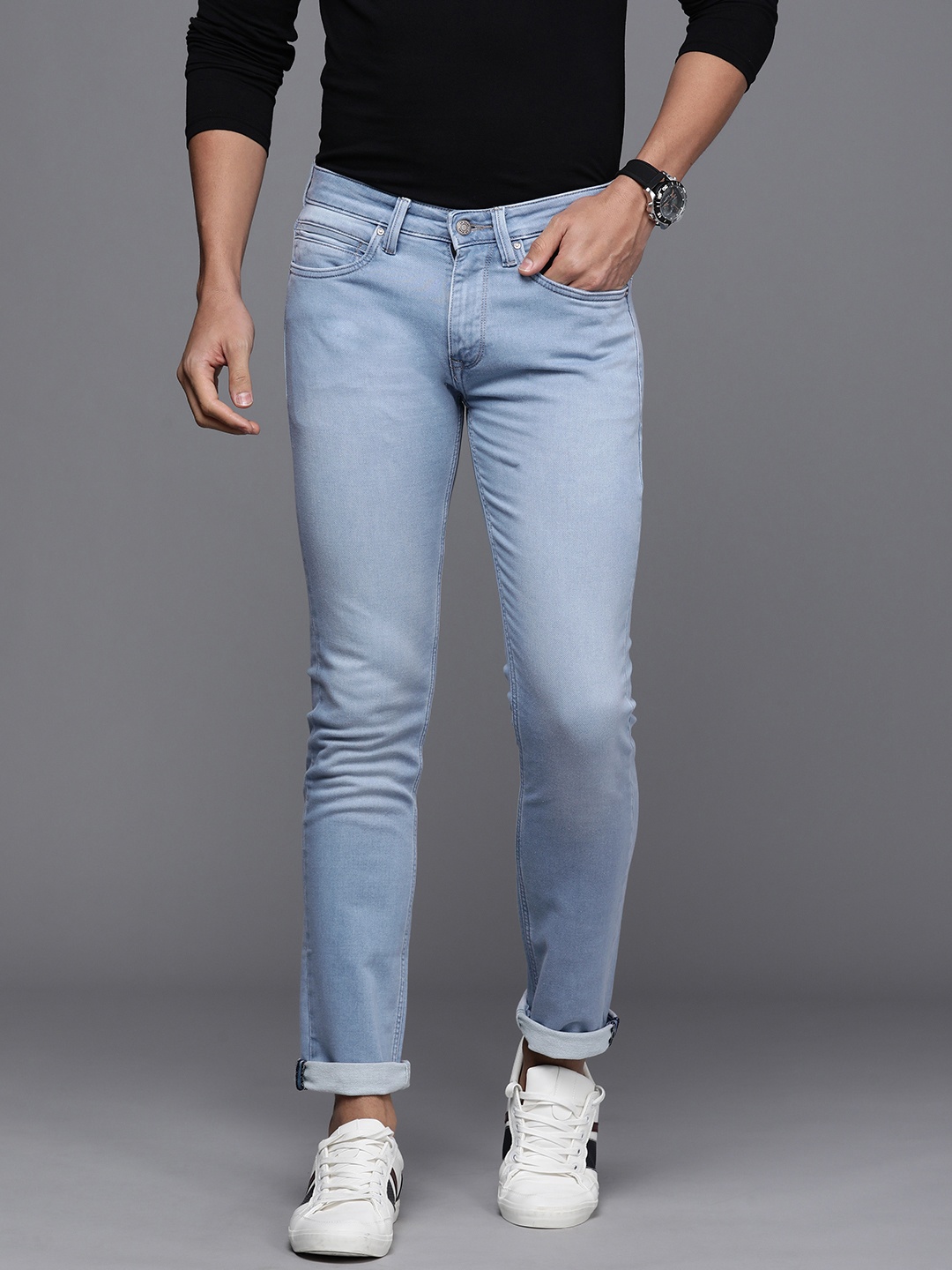 

Louis Philippe Jeans Men Blue Slim Fit Low-Rise Light Fade Stretchable Jeans