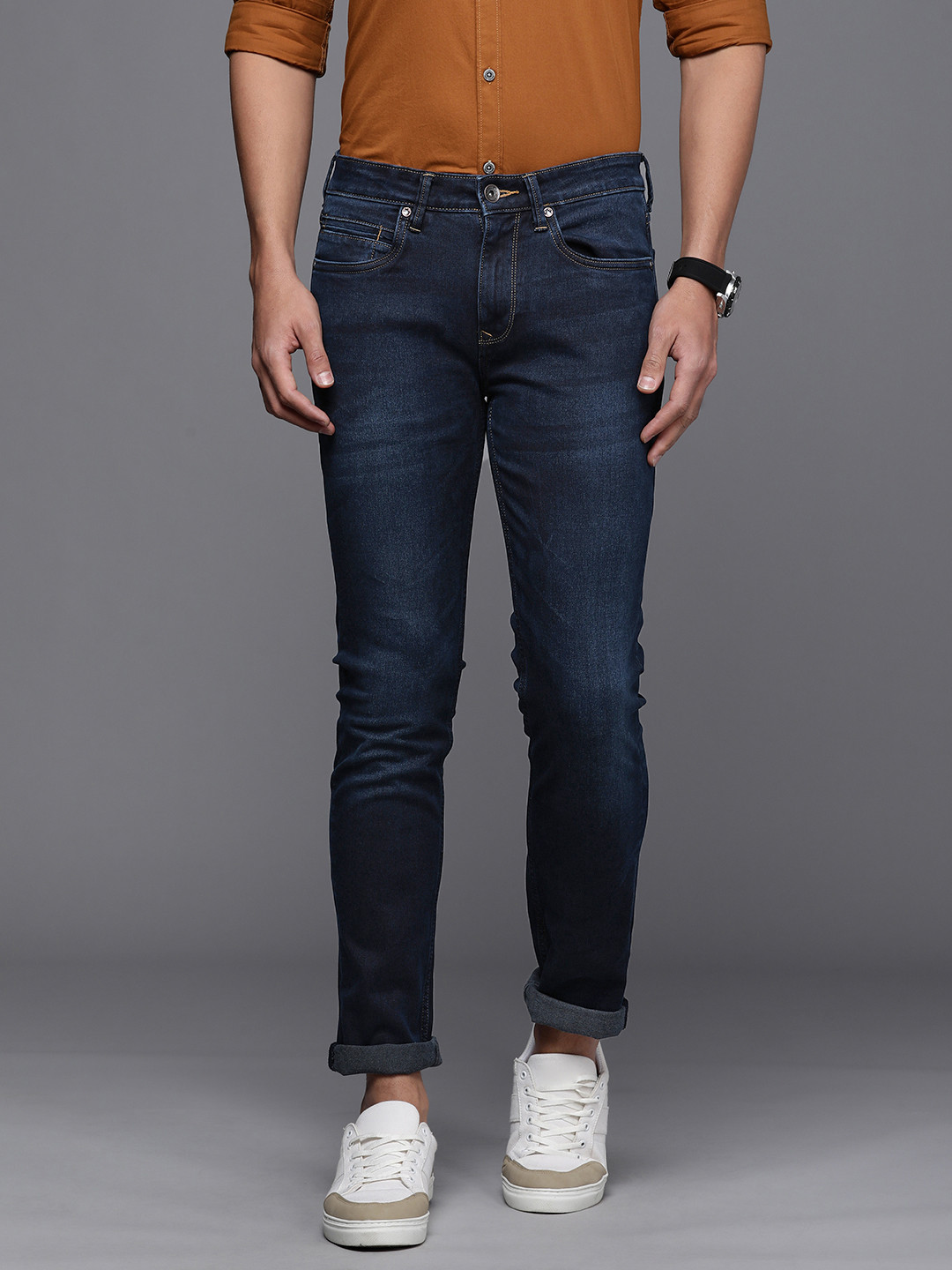 

Louis Philippe Jeans Men Blue Slim Fit Low-Rise Light Fade Stretchable Jeans