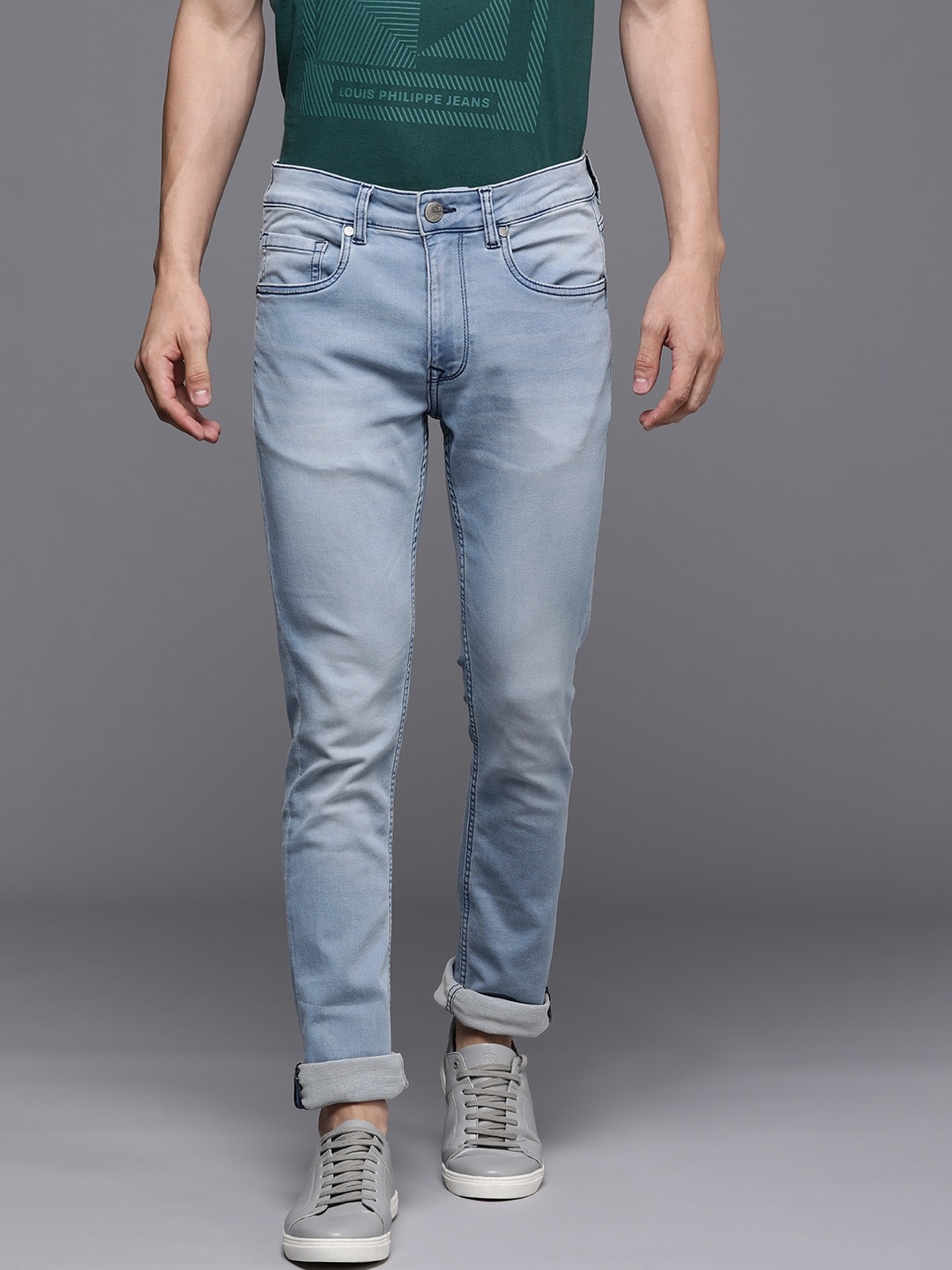

Louis Philippe Jeans Men Blue Super Slim Fit Low-Rise Light Fade Stretchable Jeans