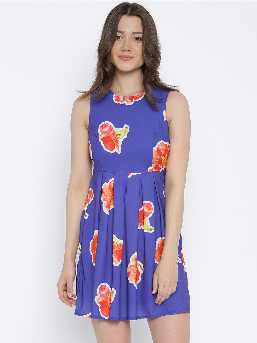 

Vero Moda Women Blue Printed Fit and Flare Dress