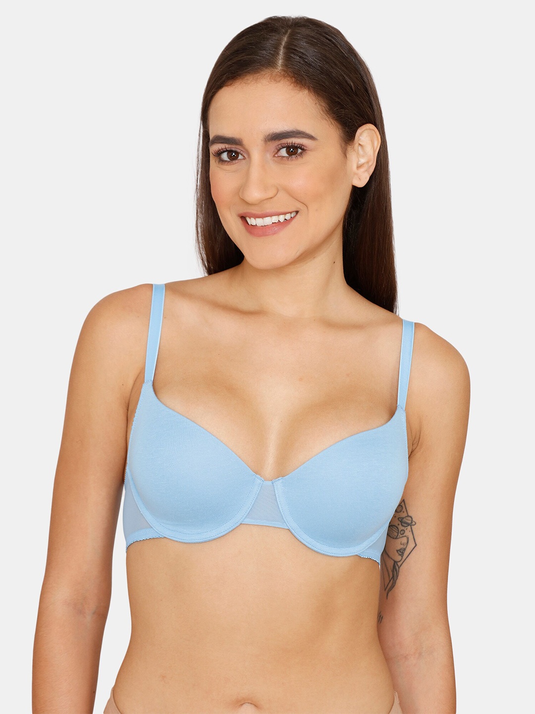 

Zivame Turquoise Blue T-Shirt Bra - Underwired Lightly Padded