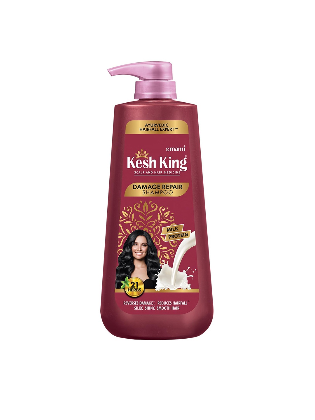 

Kesh King Damage Repair Shampoo with Milk Protein & 21 Ayurvedic Herbs - 600 ml, Pink