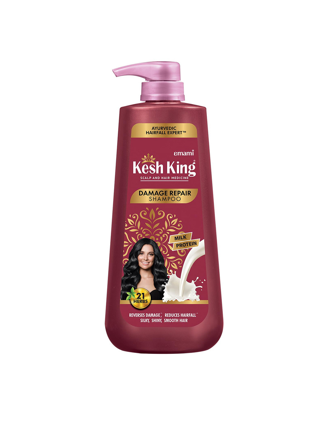 

Kesh King Damage Repair Shampoo with Milk Protein & 21 Ayurvedic Herbs - 600 ml, Pink