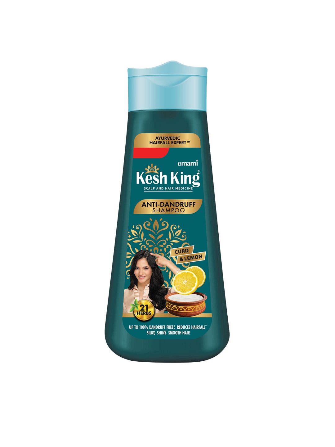 

Kesh King Ayurvedic Anti-Dandruff Shampoo for Itchy Scalp with 21 Herb, Curd & Lemon 340ml, Blue