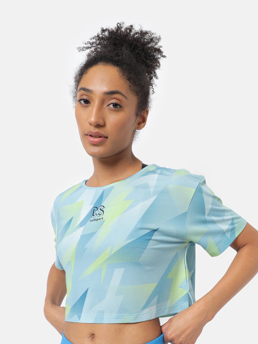 

Cultsport Green Abstract Print Boxy Crop Top