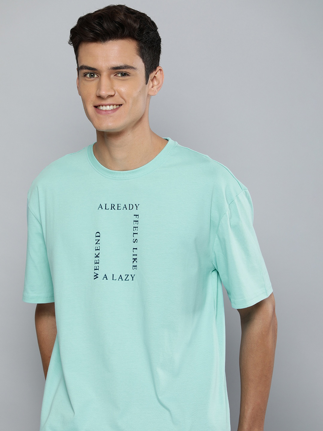 

M&H Easy Men Turquoise Blue T-shirt with Printed Detail