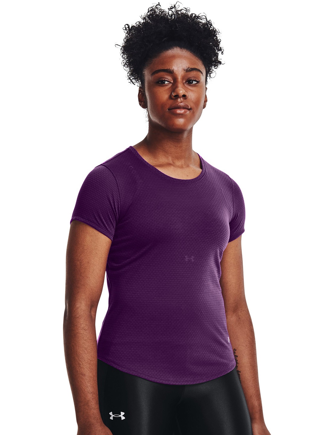 

UNDER ARMOUR Women Purple UA Streaker SS Solid Running T-shirt
