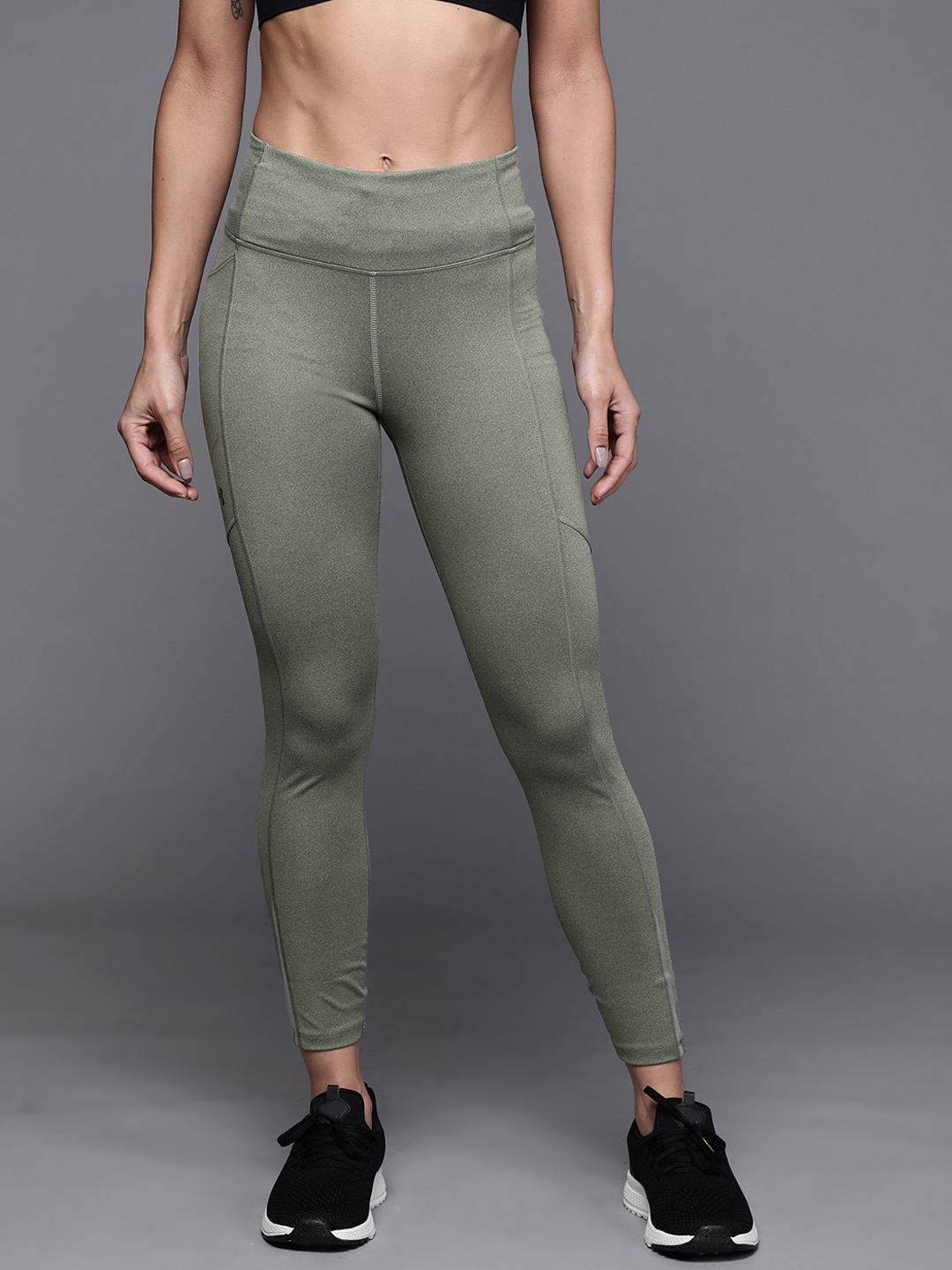 

UNDER ARMOUR Women Olive Green Solid Fly Fast 3.0 Technology Ankle Tights