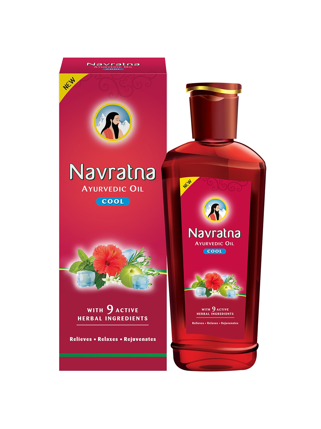 

Navratna Ayurvedic Cool Hair Oil with 9 Herbs - 600 ml, Red