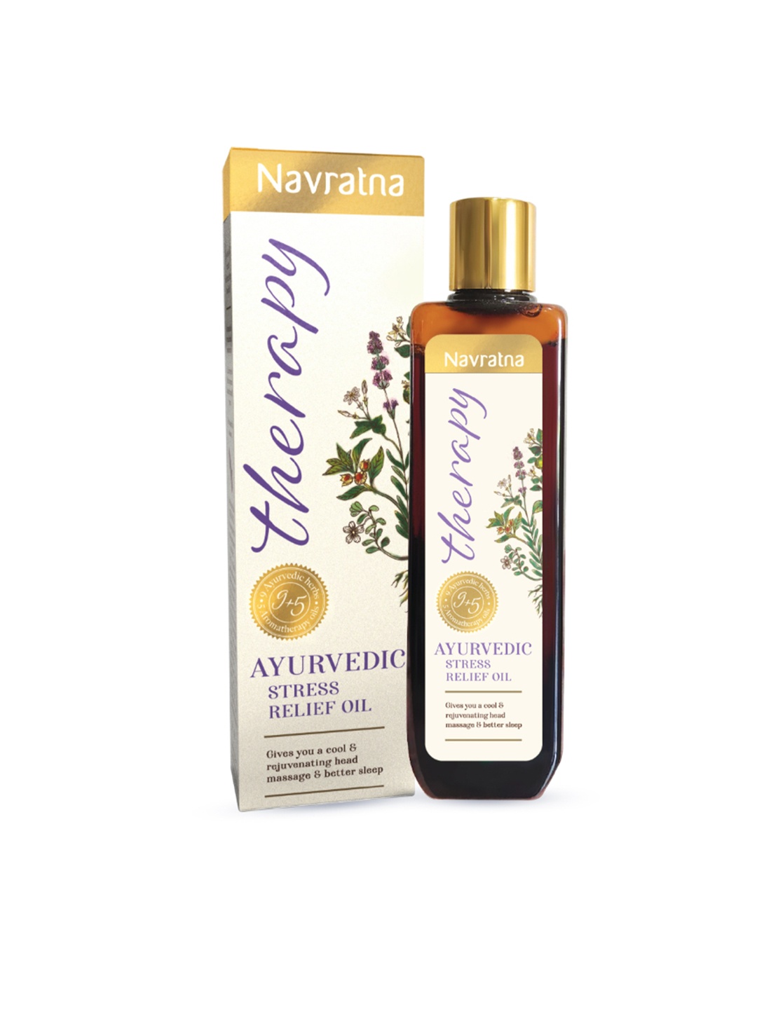 

Navratna Therapy Stress Relief Oil with Ashwagandha, Brahmi & Lavender - 100 ml, Off white