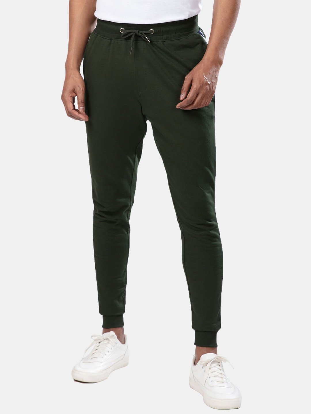 

The Souled Store Men Olive-Green Solid Cotton Joggers