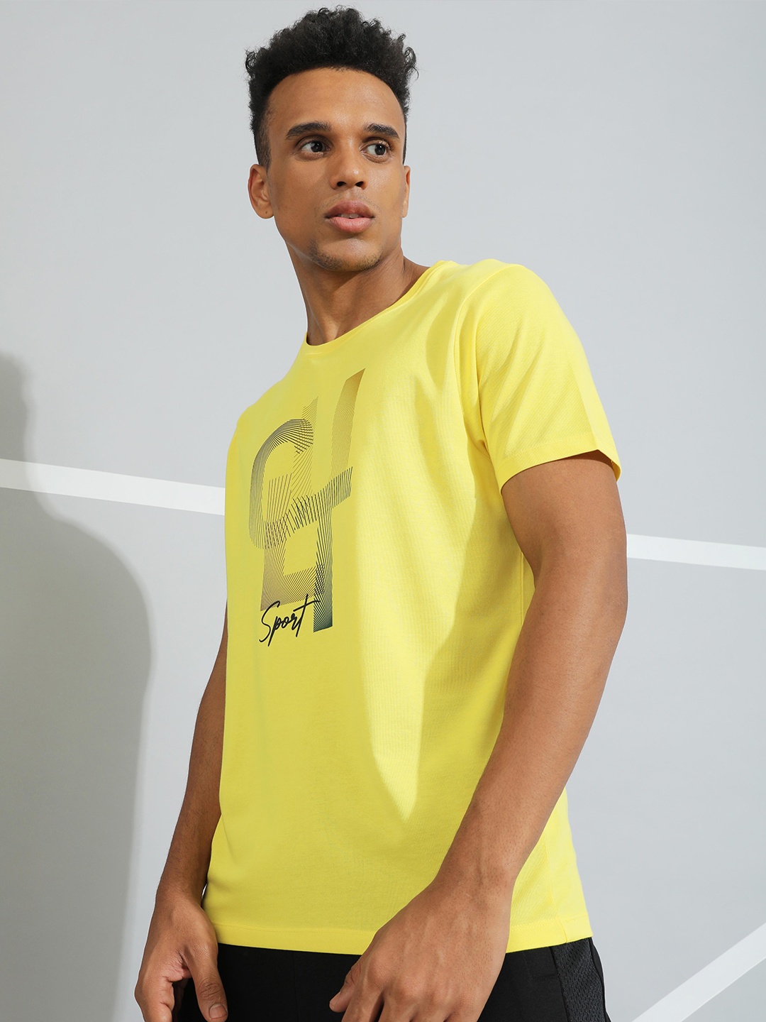 Cultsport Men Yellow Typography Printed Training or Gym Rapid-Dry T-shirt