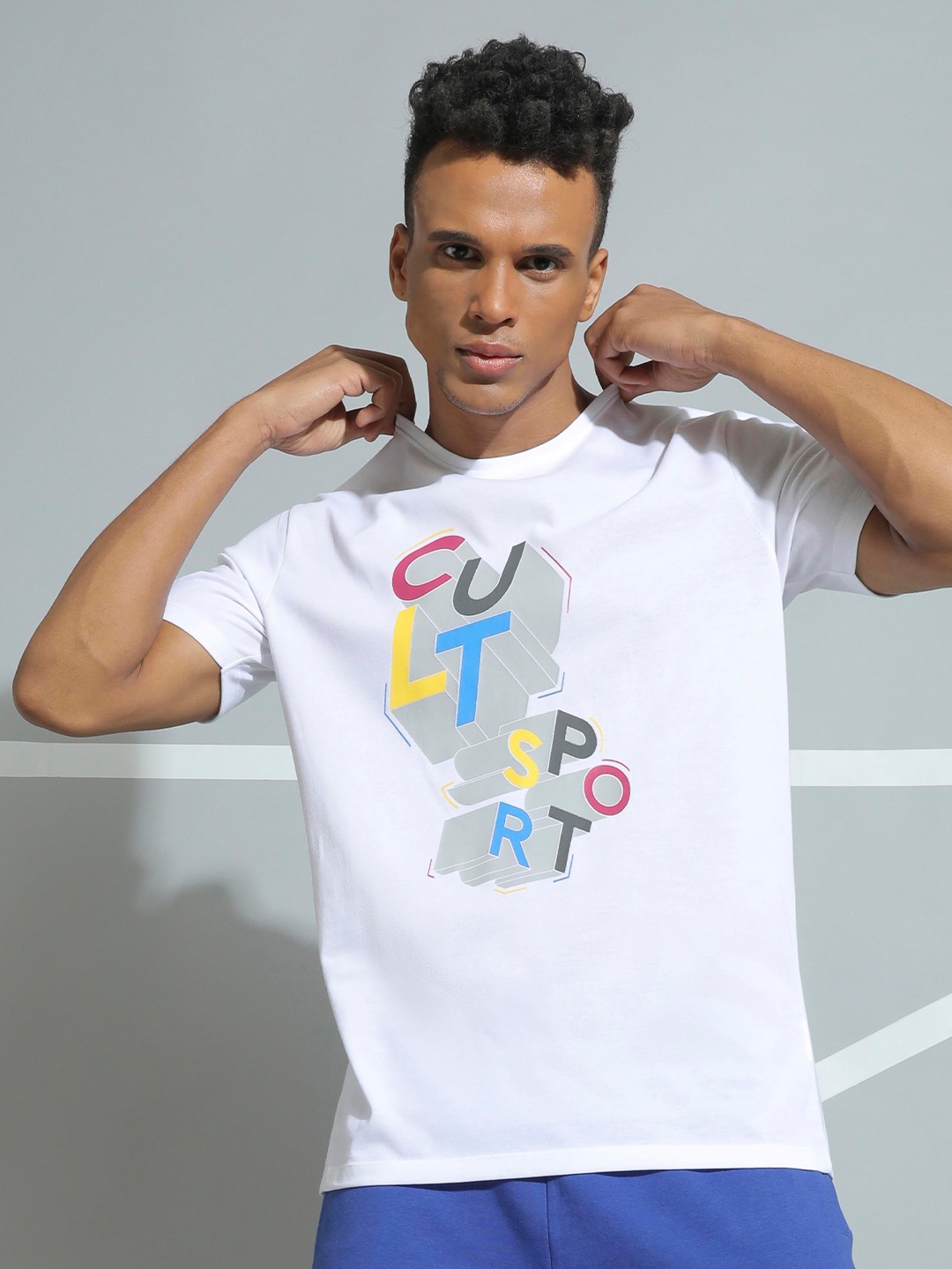 Cultsport Men White Typography Printed T-shirt