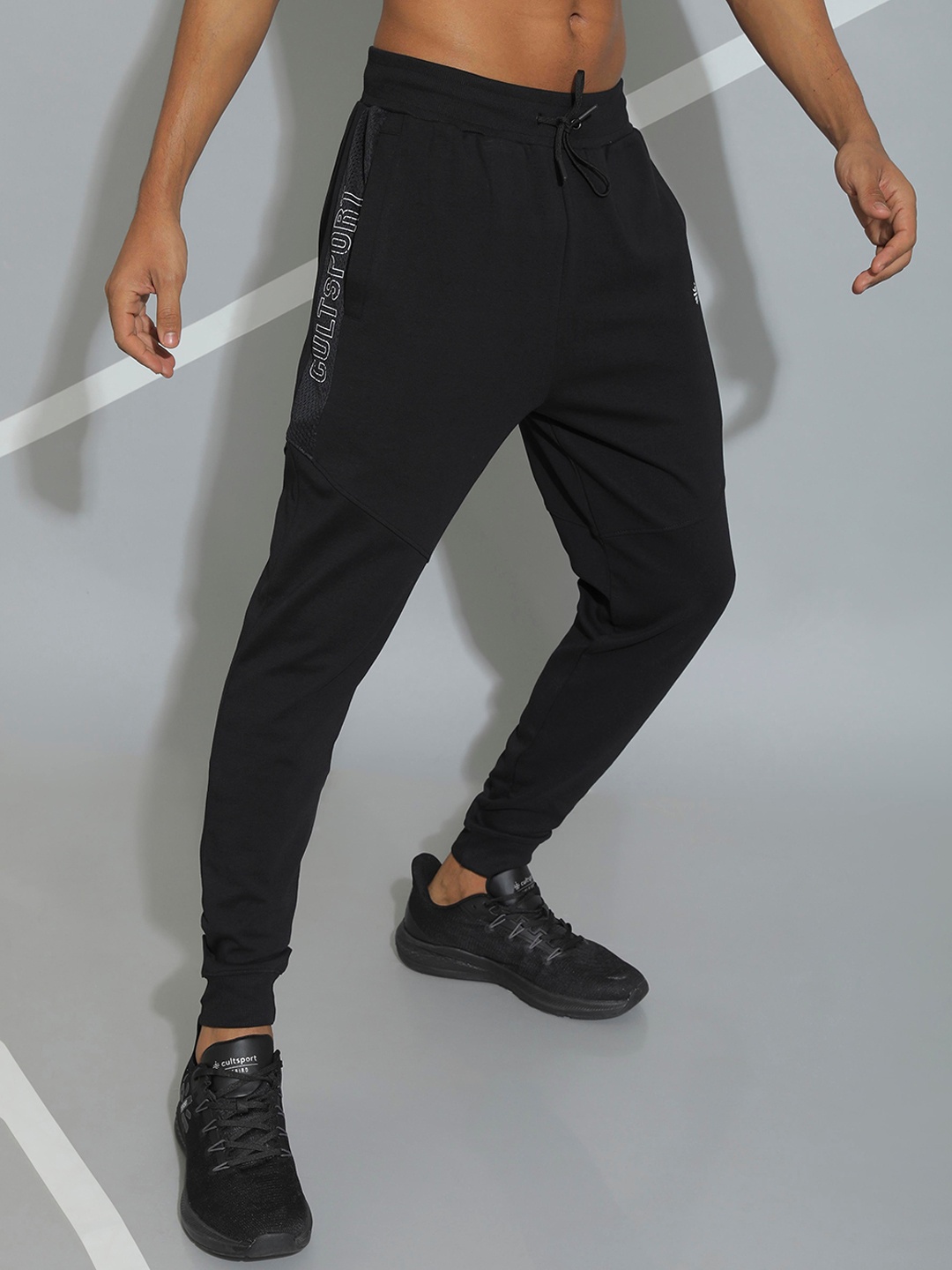 

Cultsport Men Mesh Panel Active Joggers, Black