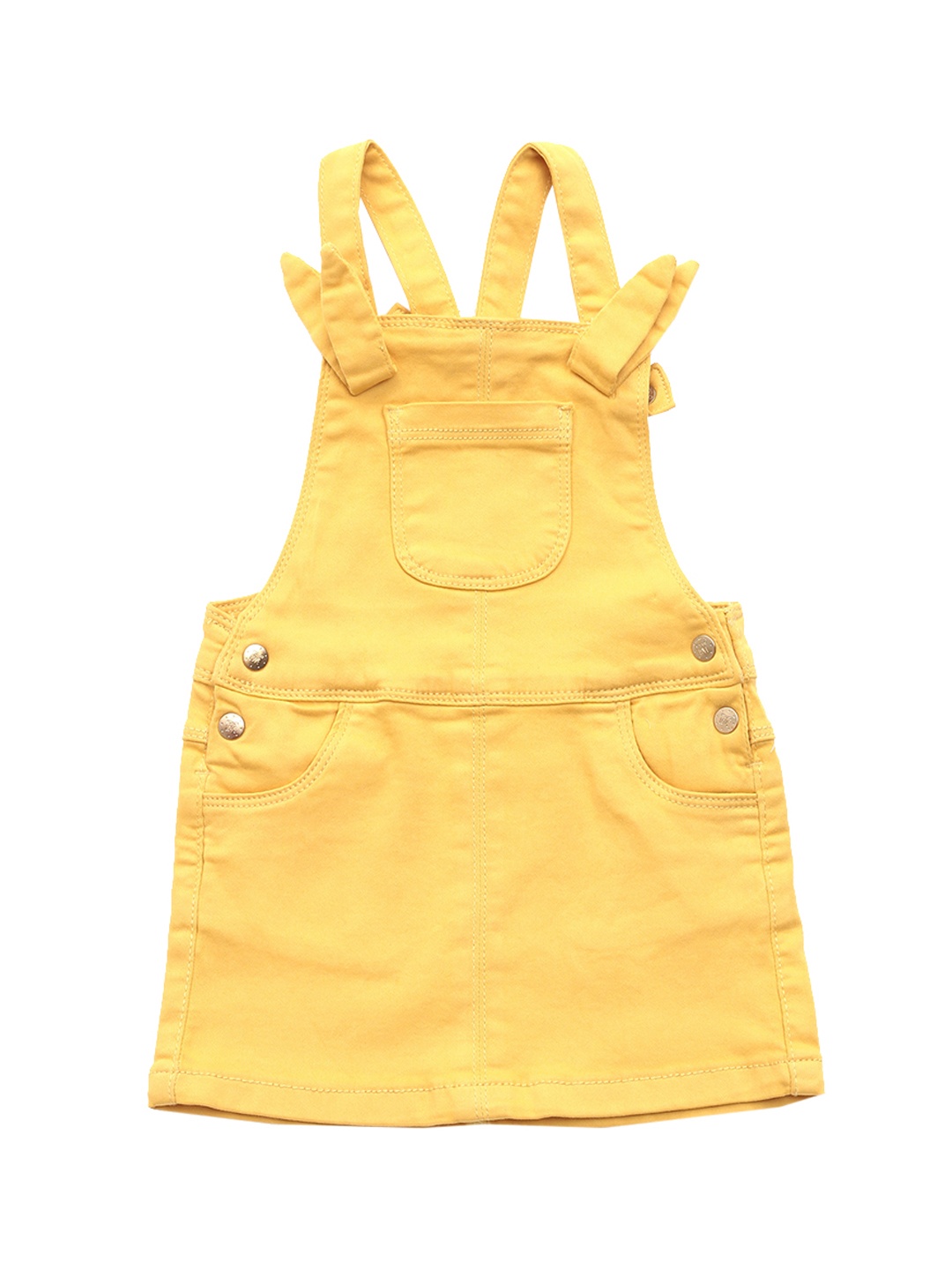 

Lil Lollipop Girls Mustard Solid Straight Leg Pure Cotton Dungarees