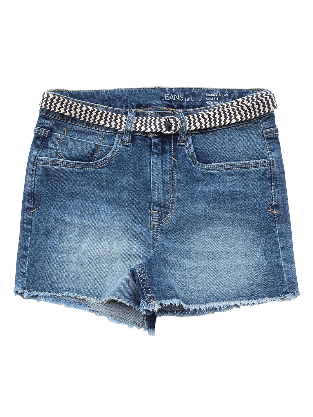 

Lil Lollipop Girls Blue Washed Denim Shorts With Belt