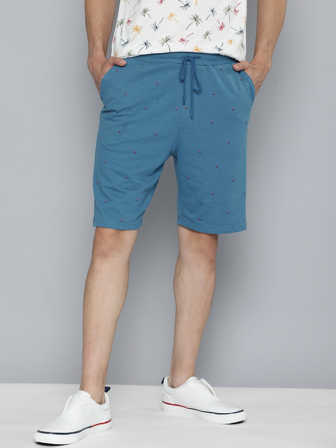 

Mast & Harbour Men Blue Printed Shorts