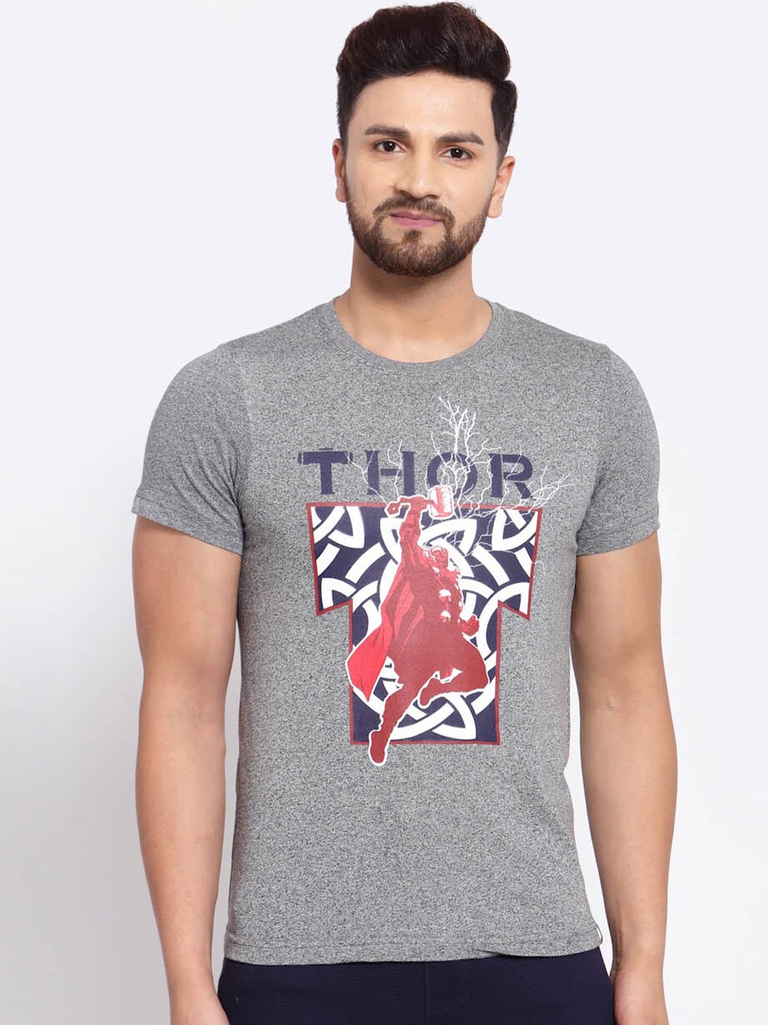 

SPORTO Men Grey Thor Graphic Printed Cotton T-shirt