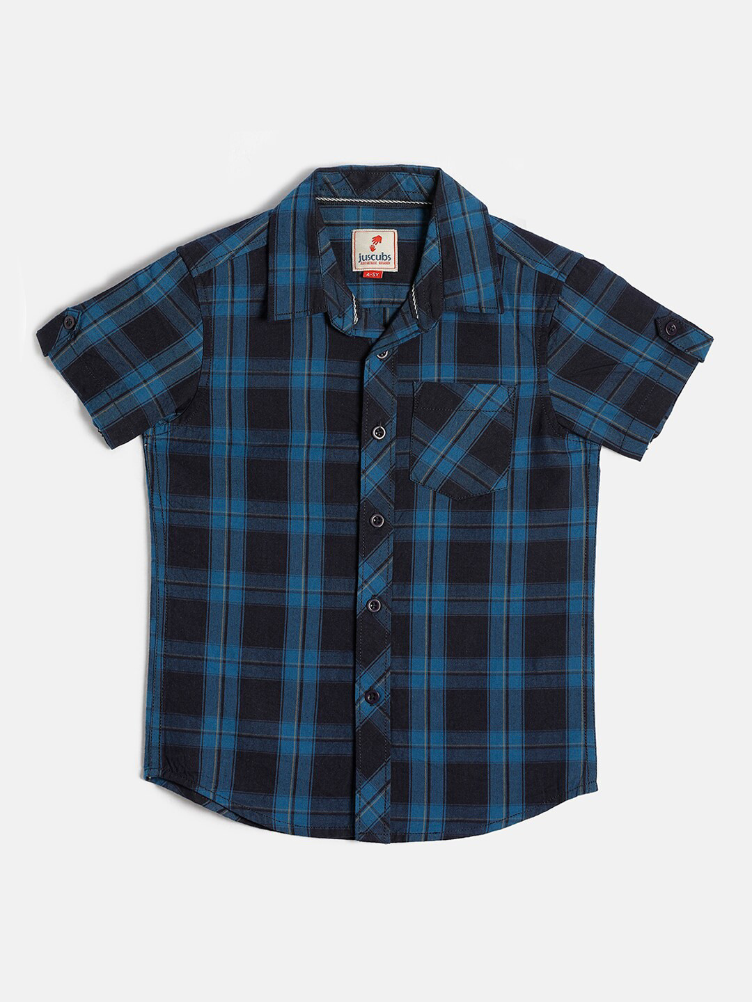 

JusCubs Boys Blue Comfort Tartan Checked Cotton Casual Shirt