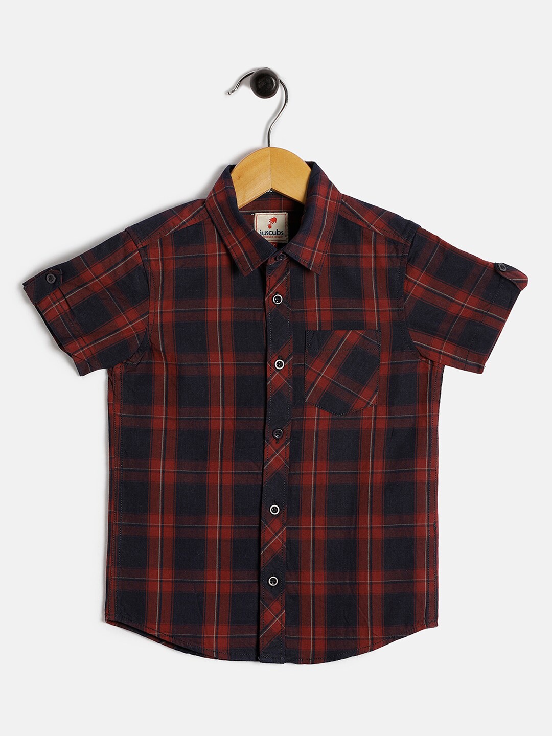

JusCubs Boys Red Comfort Tartan Checks Checked Regular Fit Cotton Casual Shirt