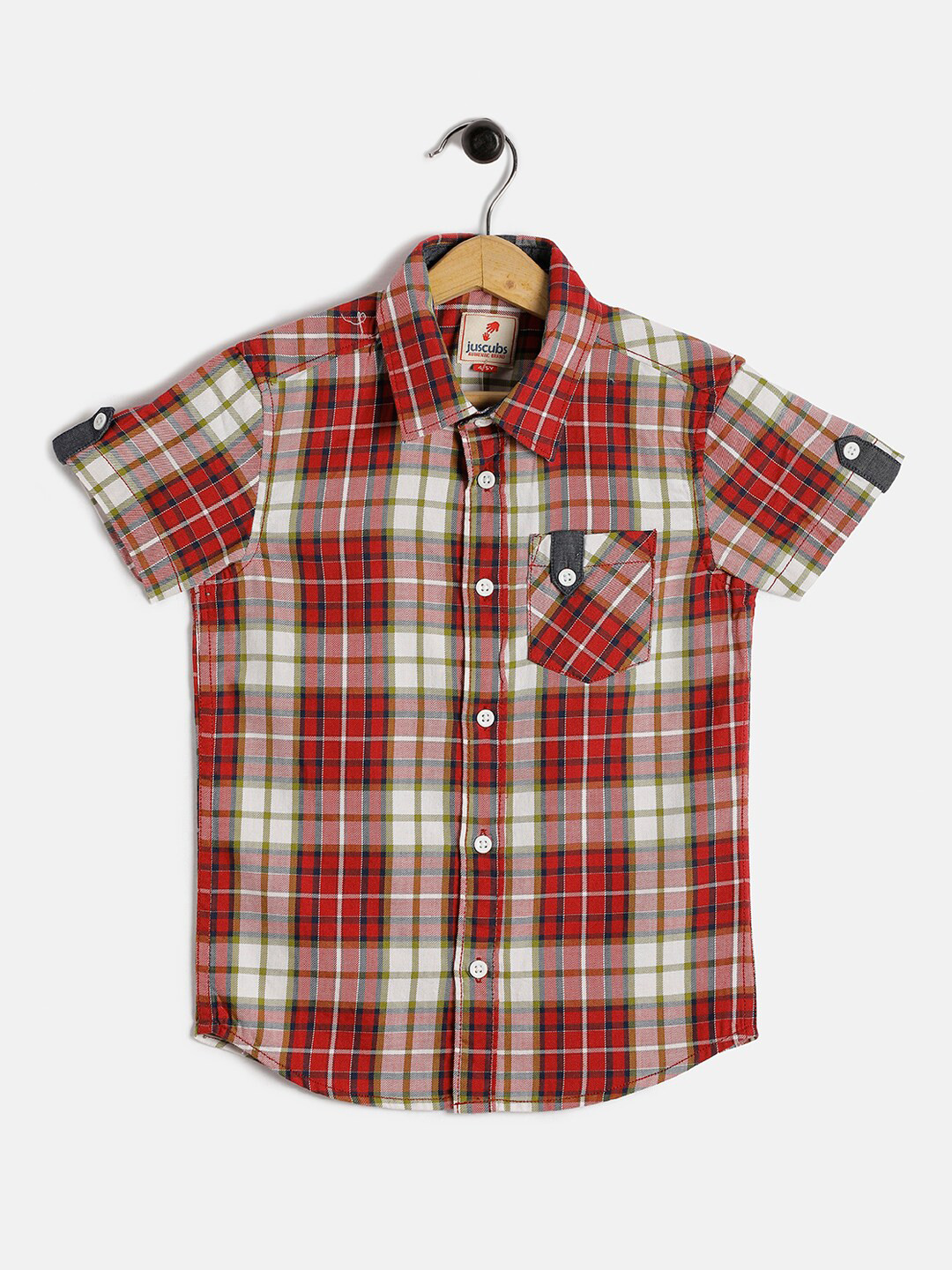 

JusCubs Boys Red Comfort Tartan Checks Checked Cotton Casual Shirt