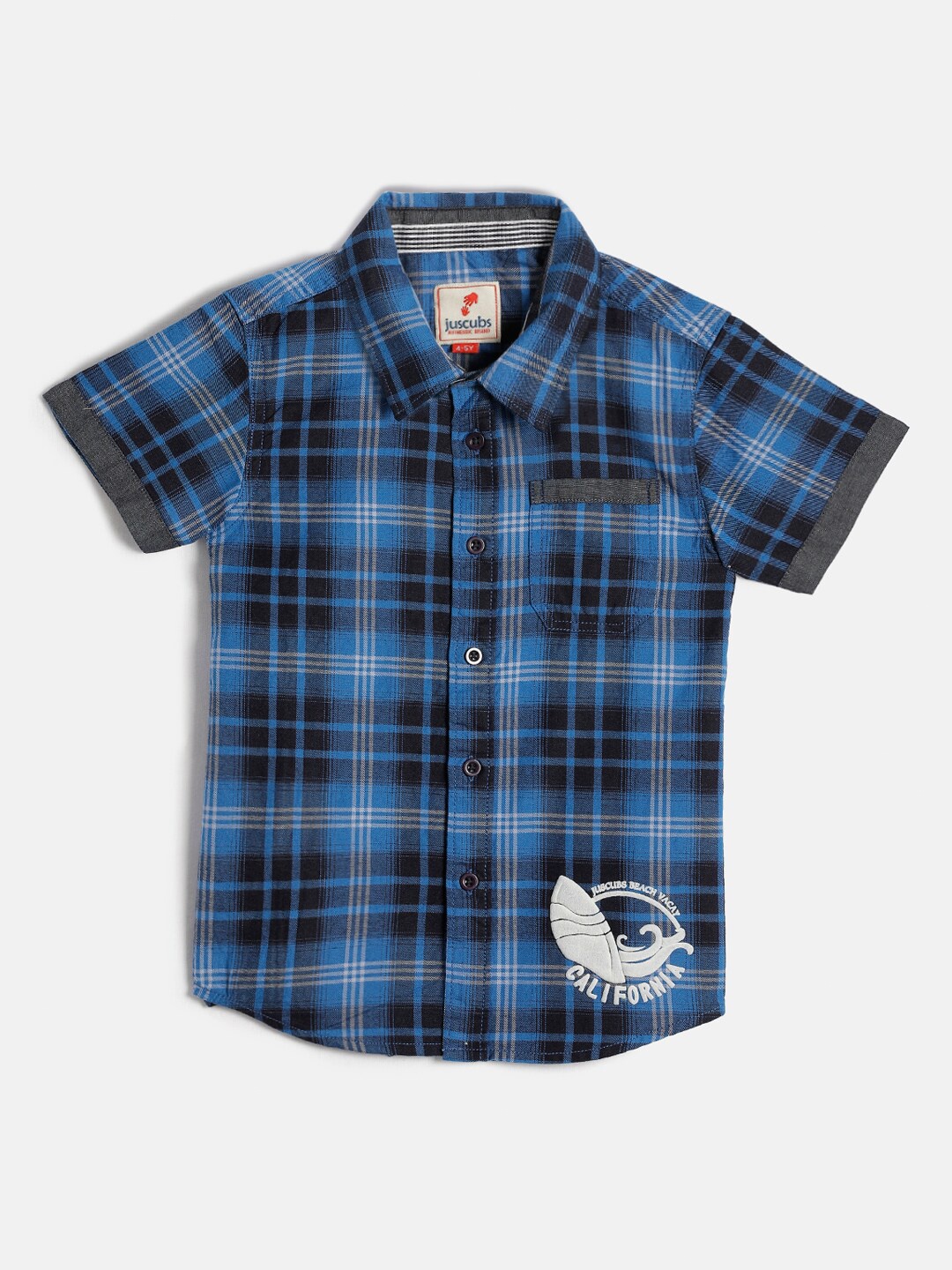 

JusCubs Boys Blue Comfort Tartan Checked Casual Shirt