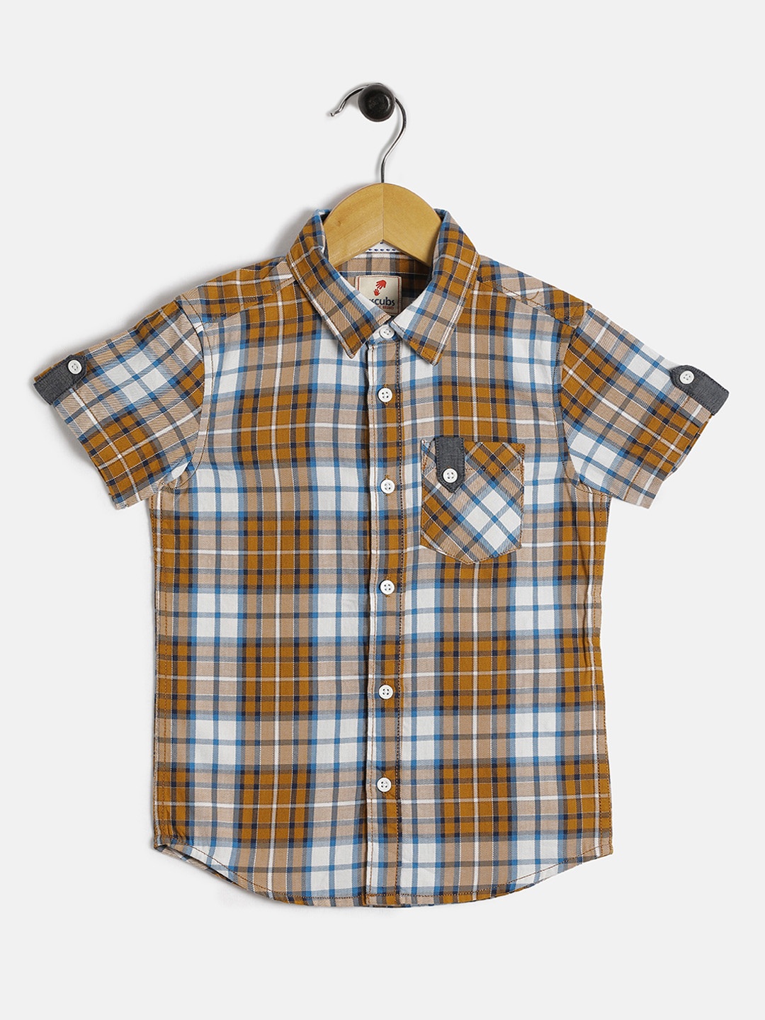 

JusCubs Boys Brown Comfort Tartan Checks Checked Casual Shirt