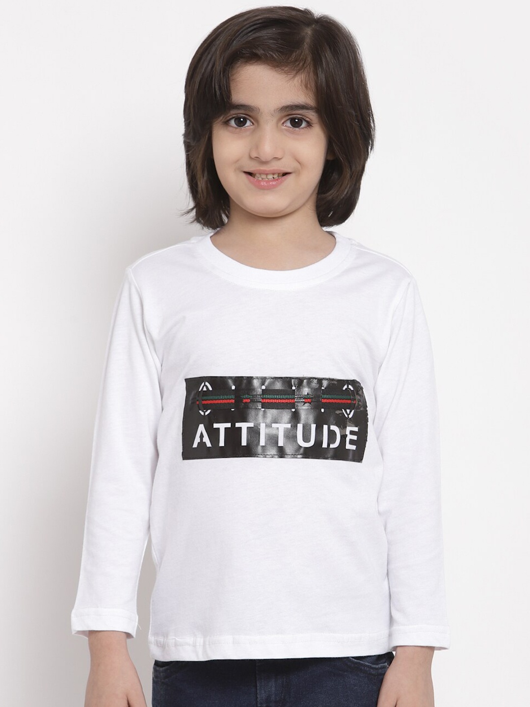 

NYNSH- PlusS Kids Boys White Printed Cotton T-shirt